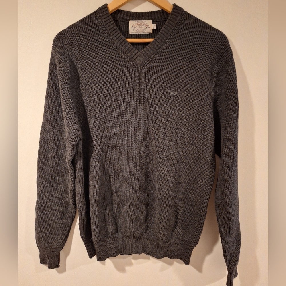 Mens Vintage Armani Jeans Sweater - Dark Grey Size Medium